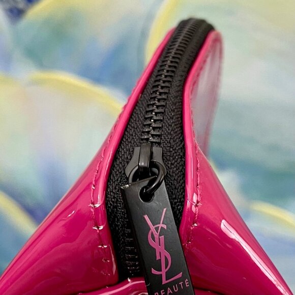 Yves Saint Laurent Beauty Fuchsia Patent Cosmetic Bag With Top Zip Closure - Picture 11 of 11